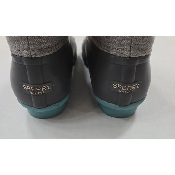 Sperry Top-Sider Boot Womens 9M Gray Waterproof Rubber Boot Saltwater Short Rain - Picture 4 of 6